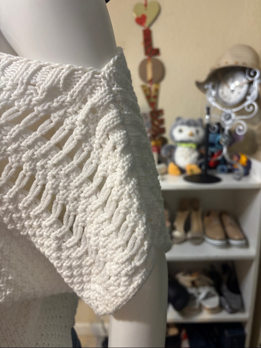 Maeve Ivory Off-Shoulder Knit Sweater with Gingham Tie Straps 232 - Picture 5 of 12
